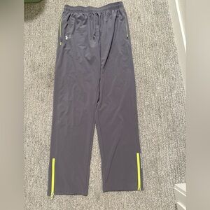 Under Armour Men’s Gray Running Pants L/G Wind Resistant Zip Ankle NWT